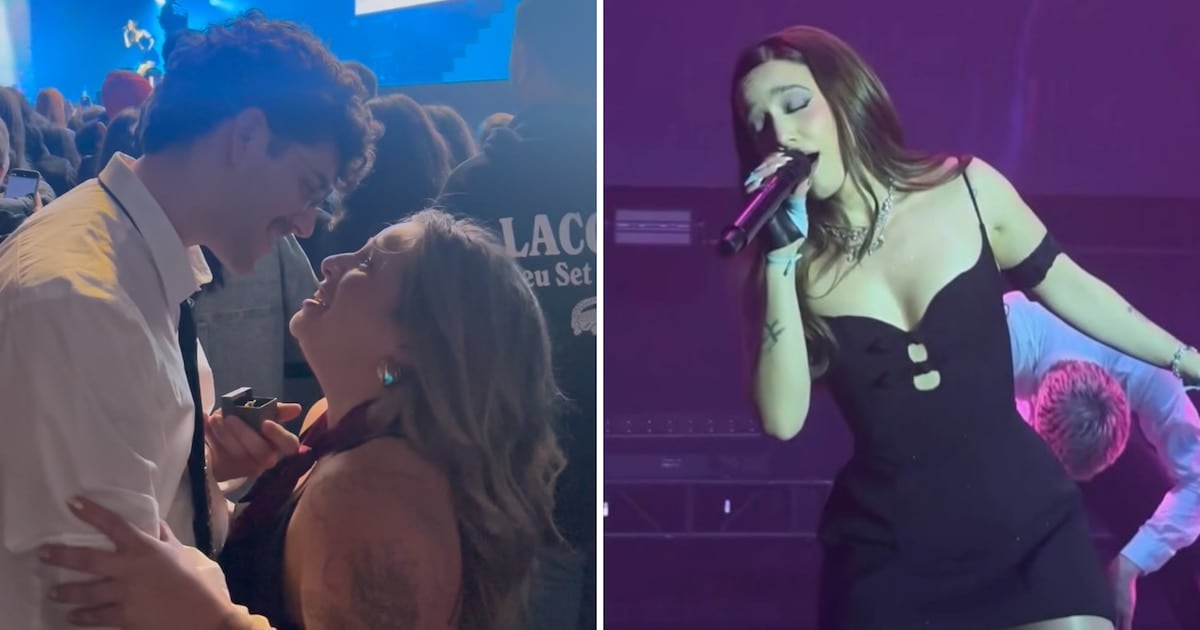 El compromiso que se coló entre los versos: Cata y Hernán le pidieron matrimonio a la vida en un show de Ángela Torres