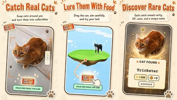 CatchCat convierte cada paseo en una búsqueda de gatos con carta propia